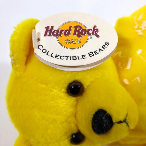 Yellow Hard Rock Cafe Lake Tahoe 8" Beanie Bear Music For Life Beara 2002 NWT - Picture 3 of 4